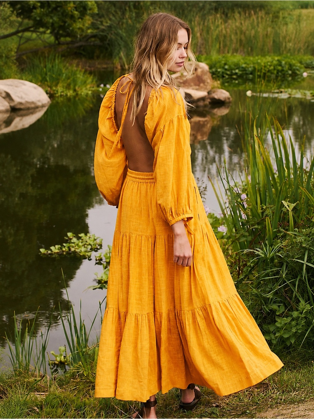 New! Free People FREE-EST Ibiza Sun Open Back Cotton Gauze Maxi Dress 🌻 XS
